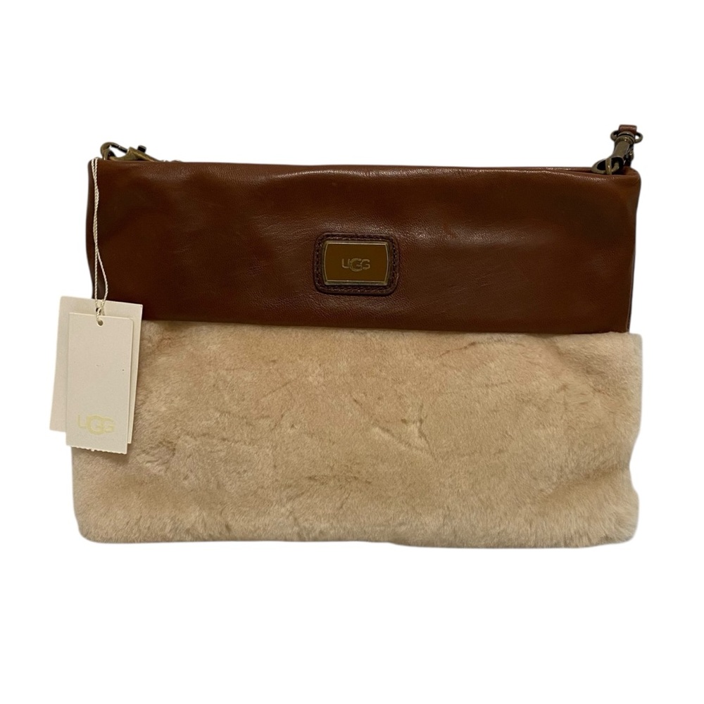 Ugg Brown/Beige Leather Lambskin Crossbody Bag